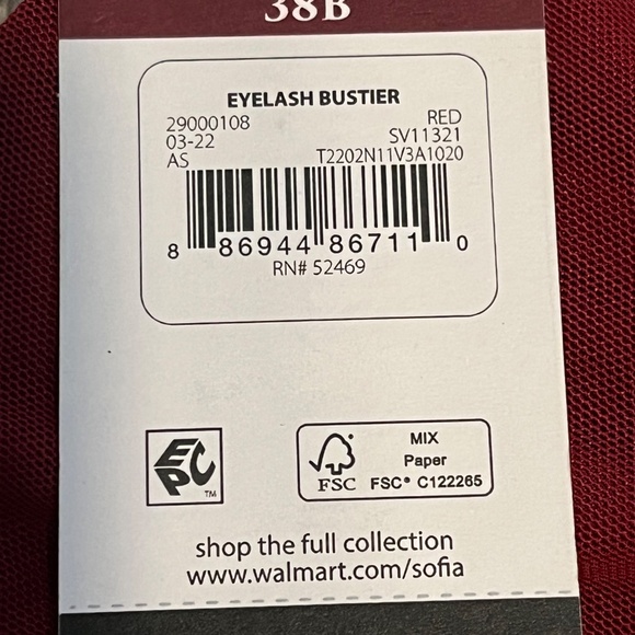 Sofia Intimates by Sofia Vergara Eyelash bustier Red Size 38B New with Tags - Picture 6 of 6